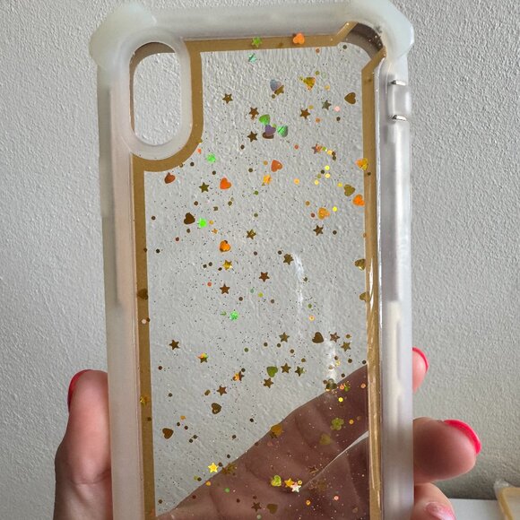 Gold Glitter Stars & Hearts Shockproof iPhone XR Case - Picture 2 of 5
